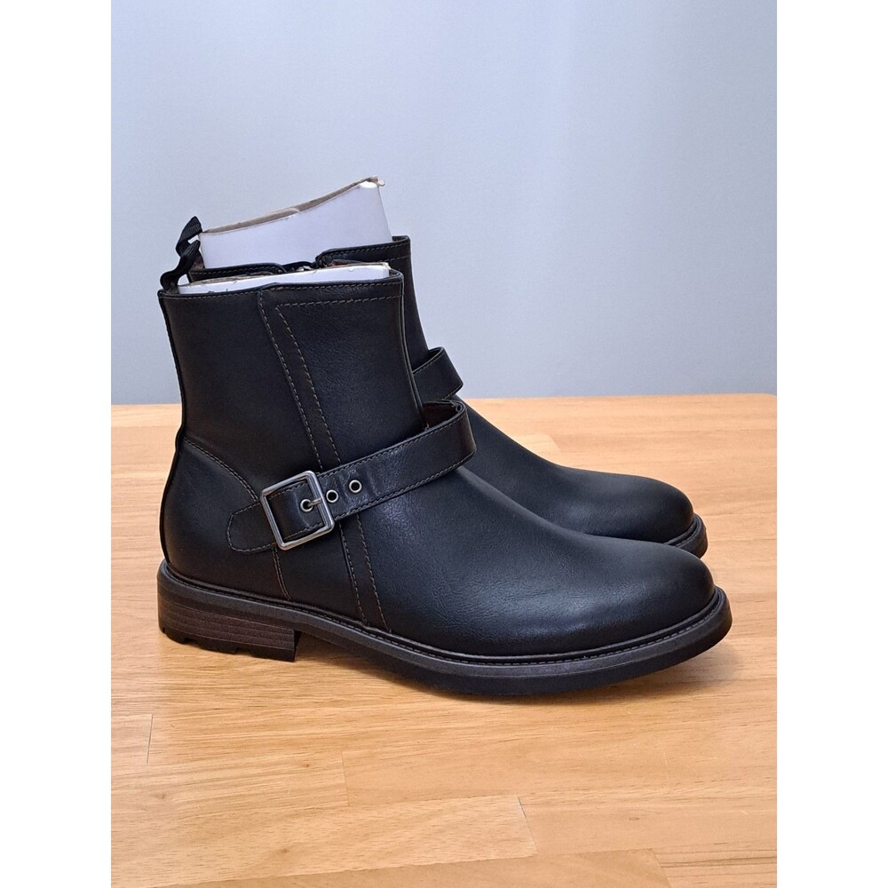 NEW George Men’s Zipper Black Ankle Boots Chukka 9 Comfort Work Casual